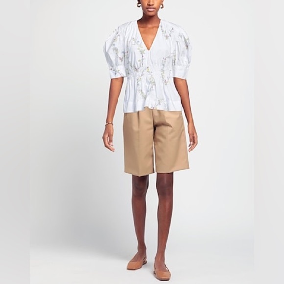 GANNI Oversized Cotton Poplin Short Sleeve Floral Top - Size 36/ Size 4-6 - Picture 6 of 9